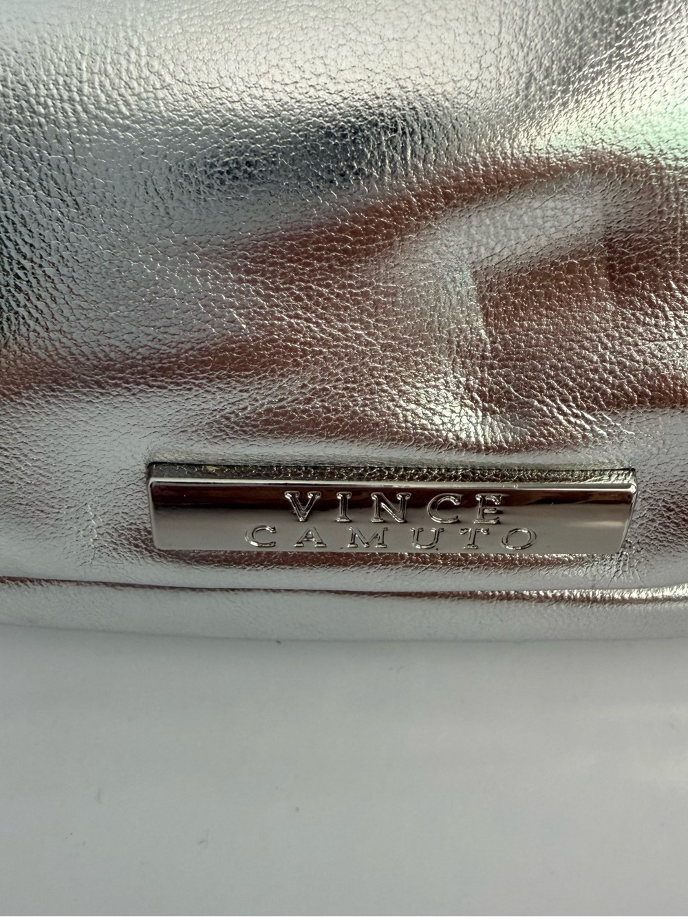 Vince Camuto Silver Metallic Crossbody with Embossed Crest - Picture 5 of 8